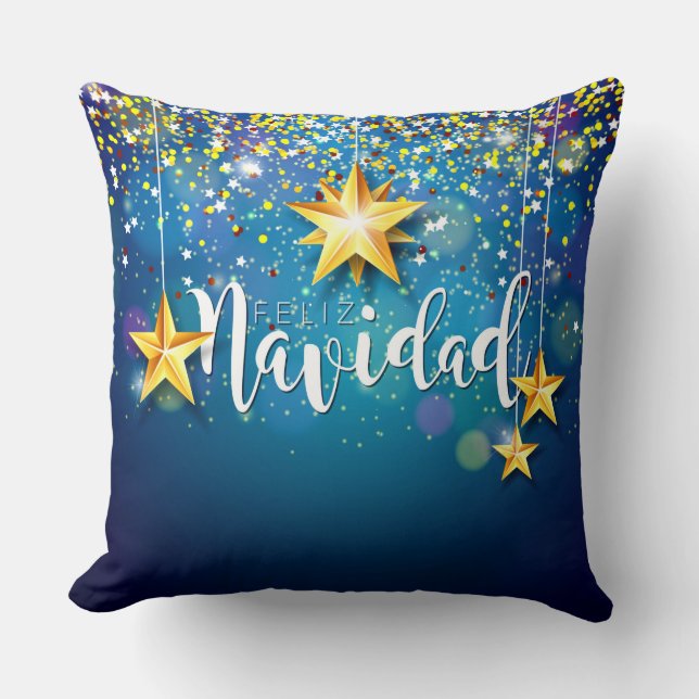 Coussin Felize Navidad Gold Stars Noël (Recto)