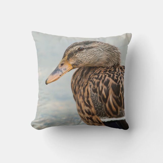 Coussin Female Mallard Duck Portrait (Recto)