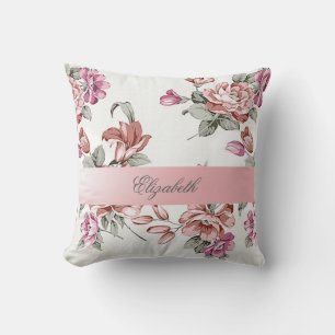 Coussin Féminin Chic Vintage Fleurs-Personnalisé