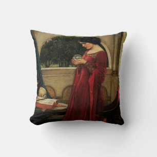 Coussin Femme à la boule de cristal, peinture de Waterhous