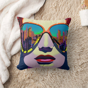 Coussin Femme Abstraite en lunettes de soleil avec réflexi