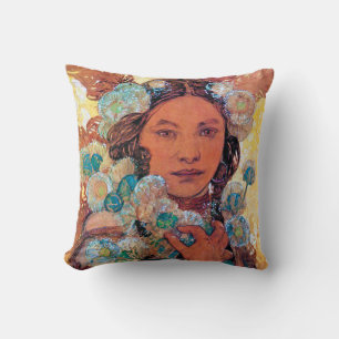 Coussin Femme amérindienne, Mucha