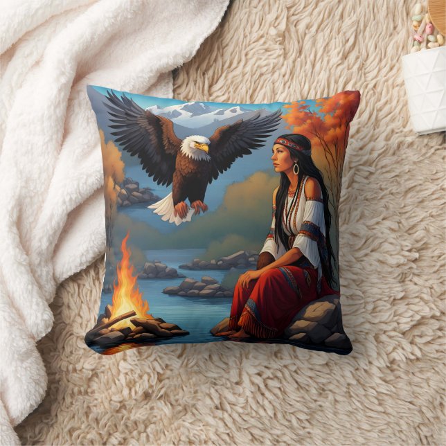 Coussin Femme amérindienne par Campfire, Aigle (Couverture)