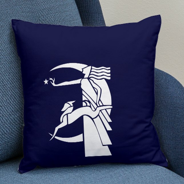 Coussin Femme art déco, chien et lune (Créateur téléchargé)