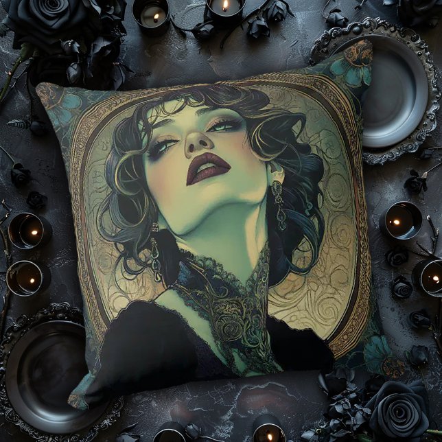 Coussin Femme Art Nouveau gothique (Créateur téléchargé)