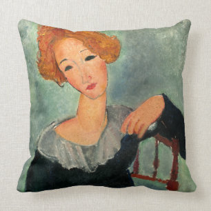 Coussin Femme aux cheveux rouges, 1917 par Amedeo Modiglia