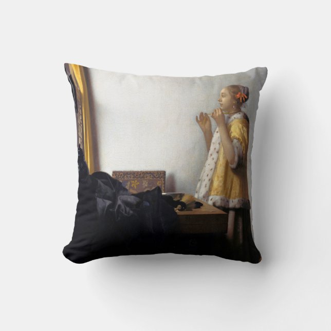 Coussin Femme avec collier de perles, Johannes Vermeer (Recto)