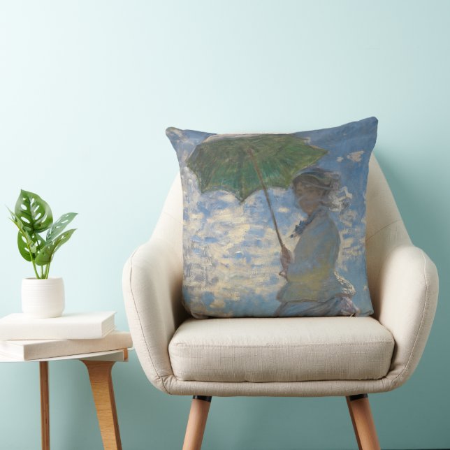 Coussin Femme avec parasol - Madame Monet et son fils (Chaise)