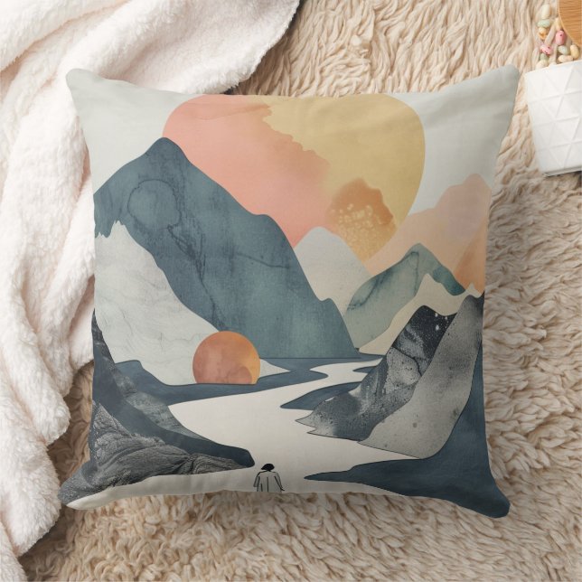 Coussin Femme Bohème Céleste Voyage Montagne Corail Doré (Couverture)