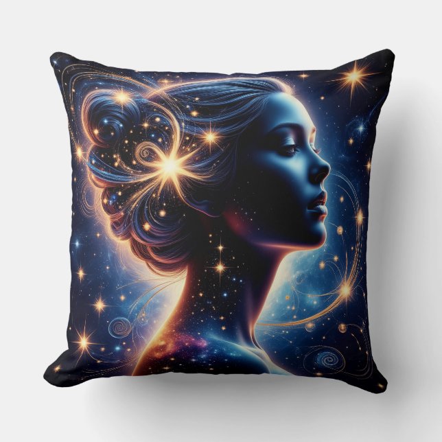 Coussin Femme céleste élégante en silhouette (Recto)