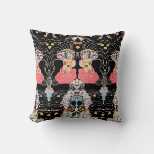 Coussin FEMME, CENTAUR FLORAL Rouge Noir Blanc Motif Klimt