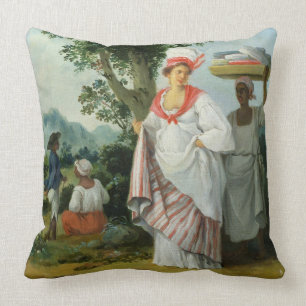 Coussin Femme créole indienne occidentale avec son employ