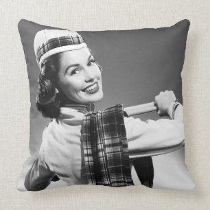 Coussin Femme dans un casquette