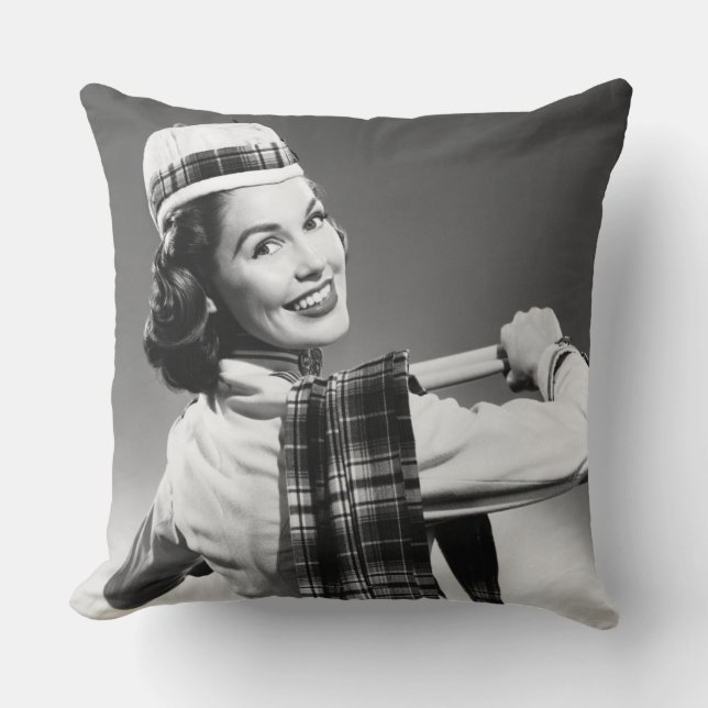 Coussin Femme dans un casquette (Recto)