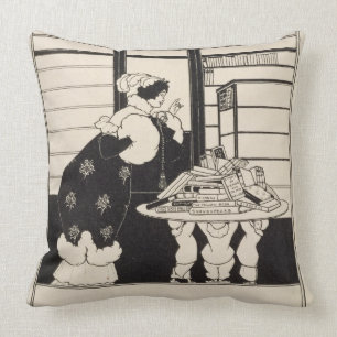 Coussin Femme dans une librairie, conception pour "un