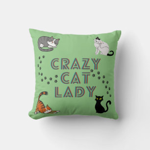 Coussin "Femme de chat folle" lance l'oreiller.
