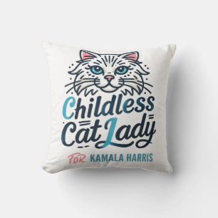 Coussin Femme de chat sans enfant pour Kamala Harris