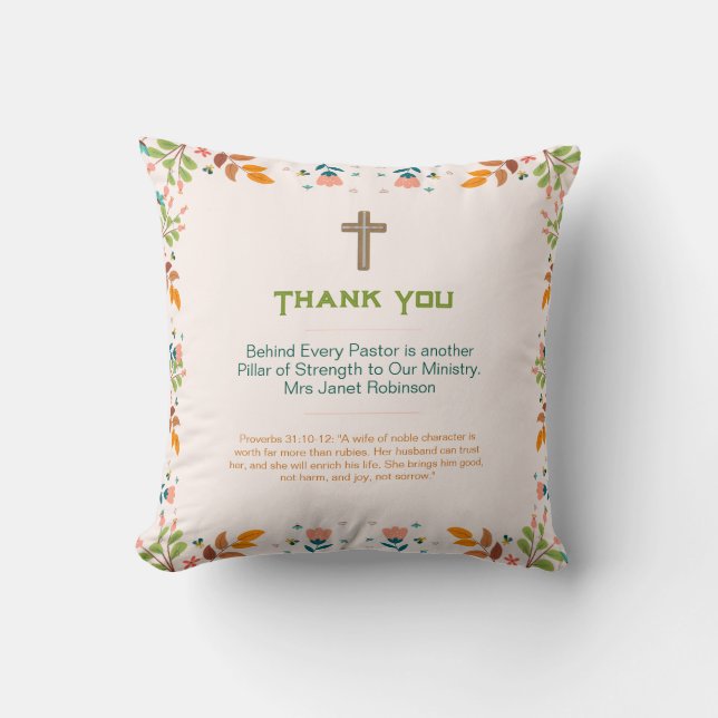 Coussin ✝️ Femme du pasteur épouse apprécient Merci cadeau (Recto)