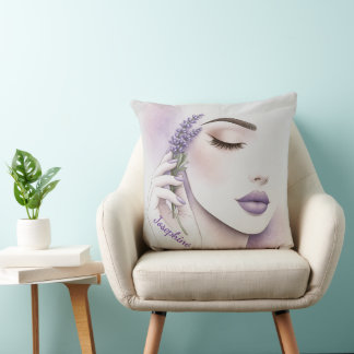 Coussin Femme élégante violet lavande personnalisée Beauté