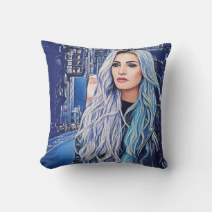 Coussin Femme en ville surréaliste art abstrait