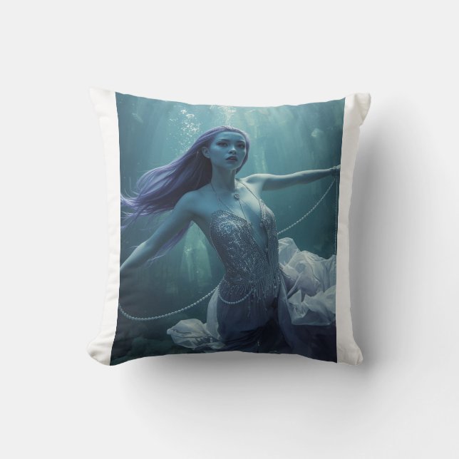 Coussin Femme extraterrestre éthérée – Fantaisie de l'océa (Recto)