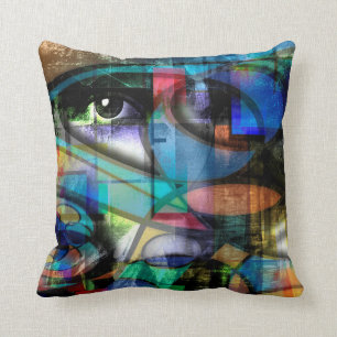 Coussin Femme face à la abstraite moderne