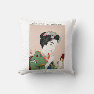 Coussin Femme japonaise appliquant rouge - Goyō Hashiguchi