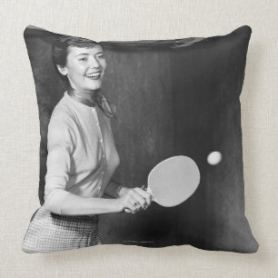 Coussin Femme jouant au ping-pong