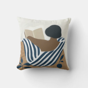 Coussin Femme lisante Afrocentrique