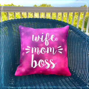 Coussin Femme Maman Boss Baby Bold Typographie Script Hot 