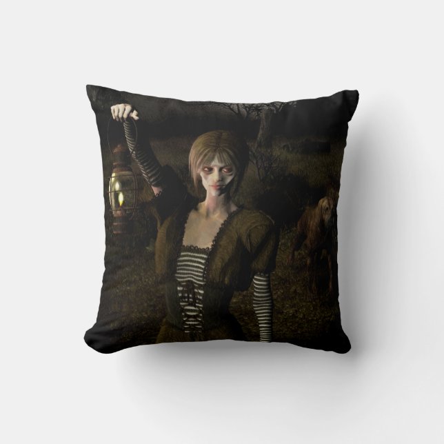 Coussin Femme mince portant une lampe (Recto)