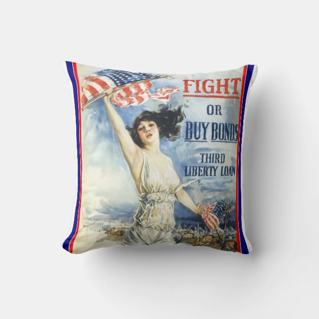 Coussin Femme patriotique vintage avec American Flag Poste (Recto)