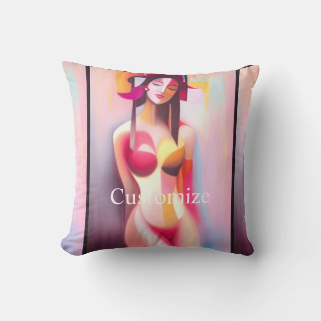 Coussin Femme posant les yeux fermés à Thunder_Cove (Recto)