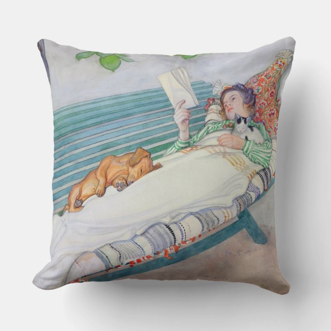 Coussin Femme se trouvant sur un banc, 1913 (la semaine (Recto)