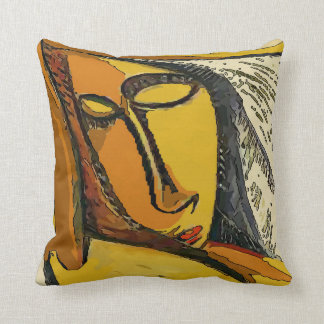Coussin Femme Téléphonie Visage Abstrait