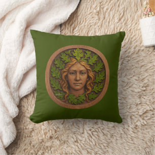 Coussin Femme verte - Bois