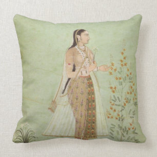 Coussin Femme verte de Celedon Mughal, carreau de jardin