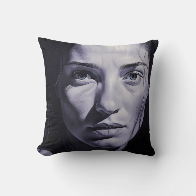 Coussin Femmes "Bleues Brianna" Au Charbon (Recto)