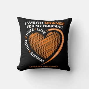 Coussin Femmes Femme Je Porte Orange Pour Mon Mari Leucémi