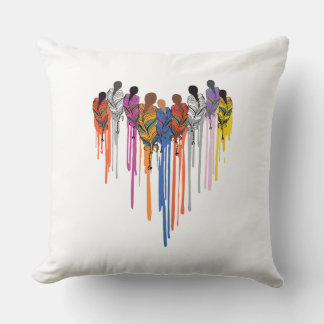 Coussin Femmes forme de cœur aquarelle amérindienne