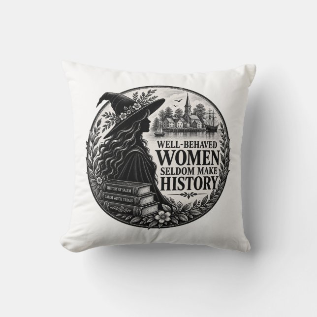 Coussin Femmes Sages Font Rarement l'Histoire Sorcière Con (Recto)