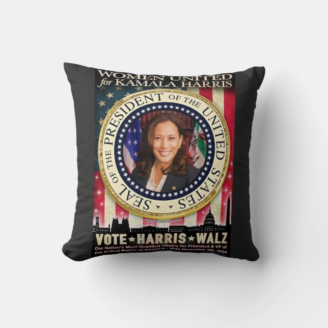 Coussin Femmes unies pour Kamala Harris (Recto)