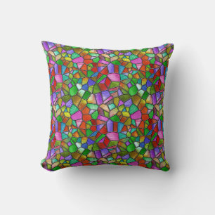 Coussin Fenêtre de verre coloré abstrait