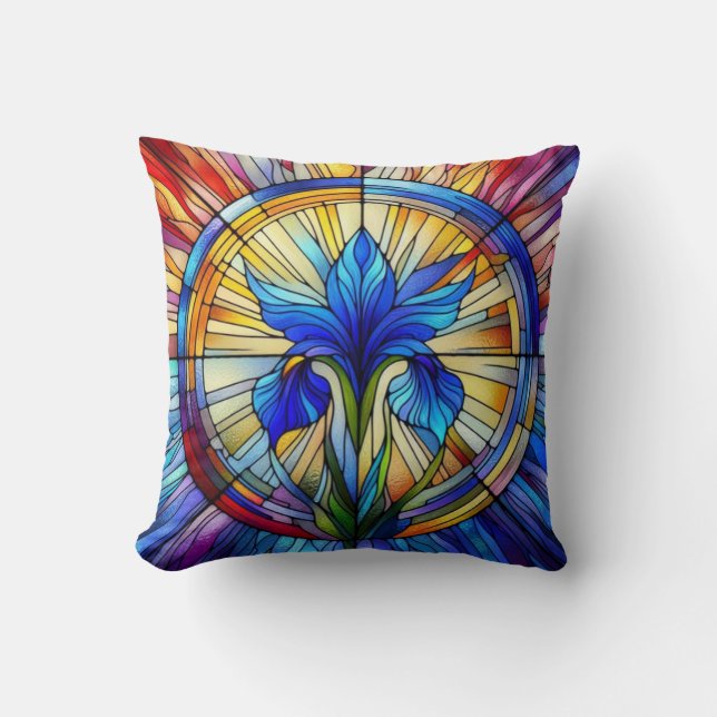 Coussin Fenêtre en verre tendu Une Fleur Iris (Recto)