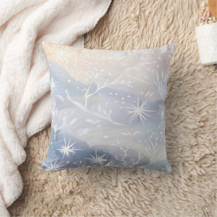Coussin Fenêtre givré Belle scène hivernale enneigée