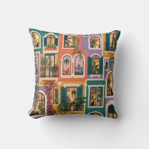 Coussin Fenêtres d'appartement colorées Vie confortable
