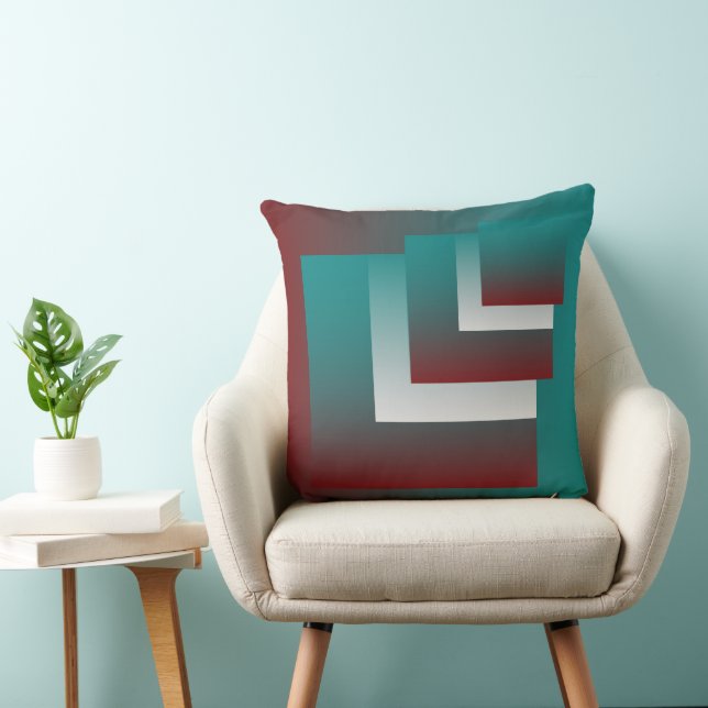 Coussin Fenêtres en blanc bordeaux turquoise (Chaise)