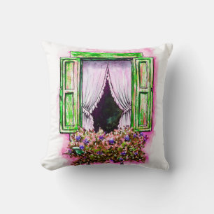 Coussin Fenêtres rustiques : Aquarelle Croquis Provence.