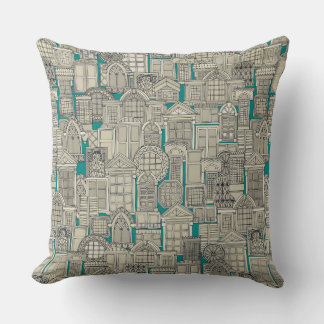 Coussin fenêtres turquoise
