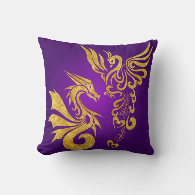 Coussin Feng réversible Shui Phoenix et Coussin-purp de (Recto)